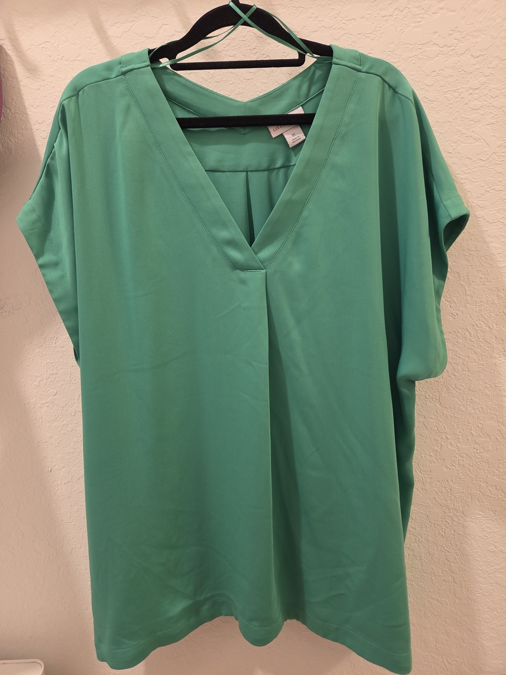 Liz Claiborne Emerald Green V-Neck Dolman Sleeve Blouse